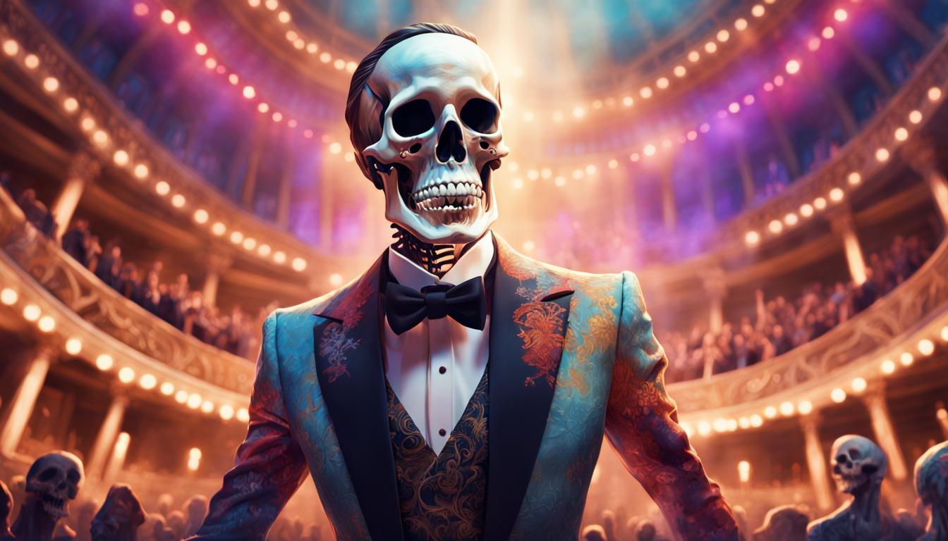 Opera Singer's Performance for Skeletal Crowd: Hyperrealisti...