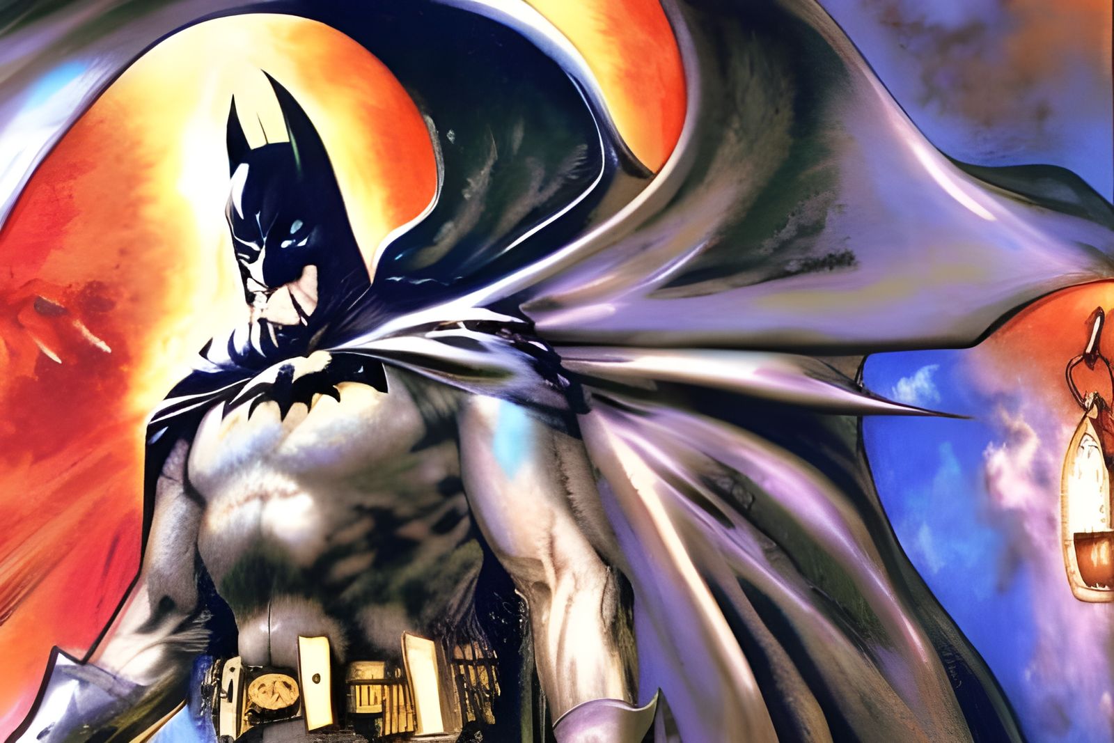 Batman as Dark Knight in Symbolist Style
