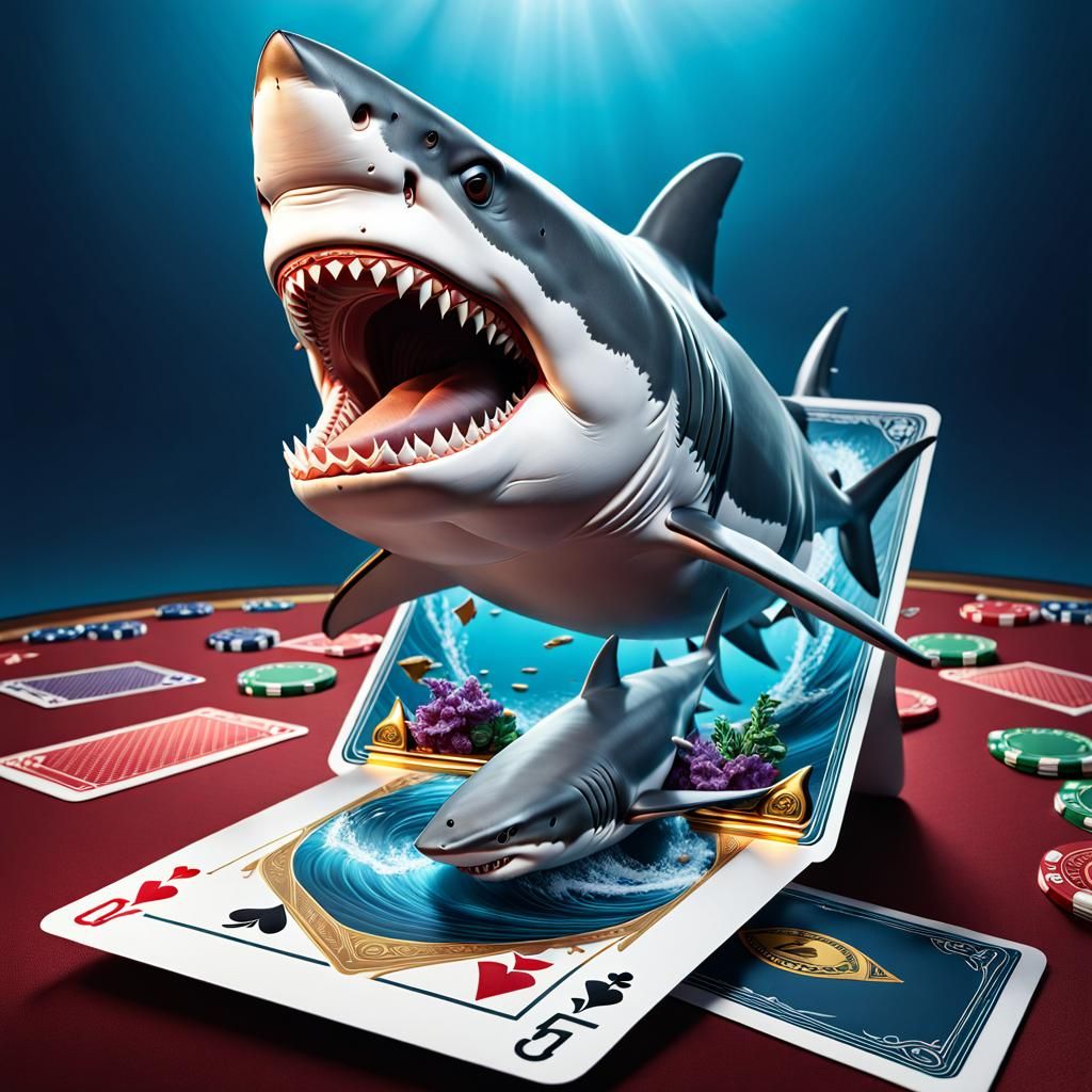 Hyperrealistic Shark Card in 3D Relief Style