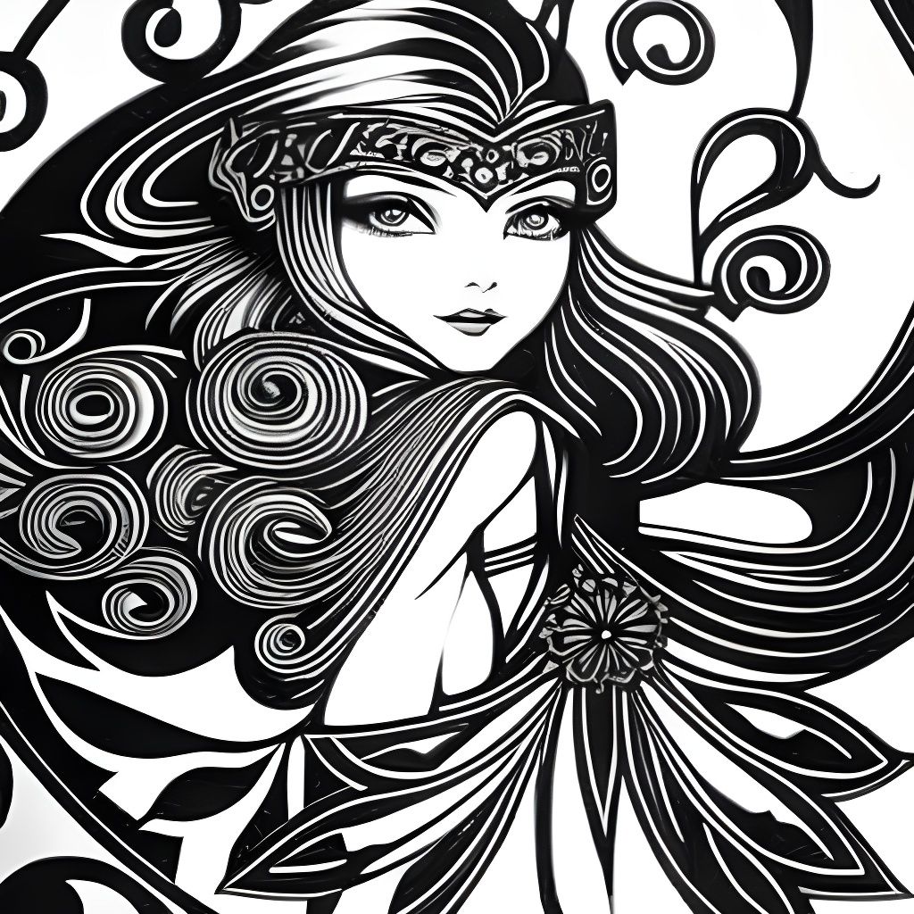 Fairytale Coloring Page in Art Nouveau Style