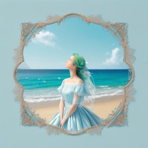 Woman Gazing at Sky in Whimsical Papercraft Style