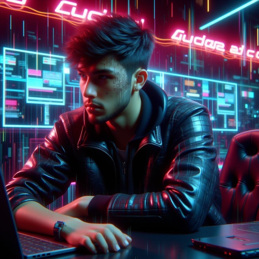 A cybercafe. A young Italian man, a hacker, hacking into the...