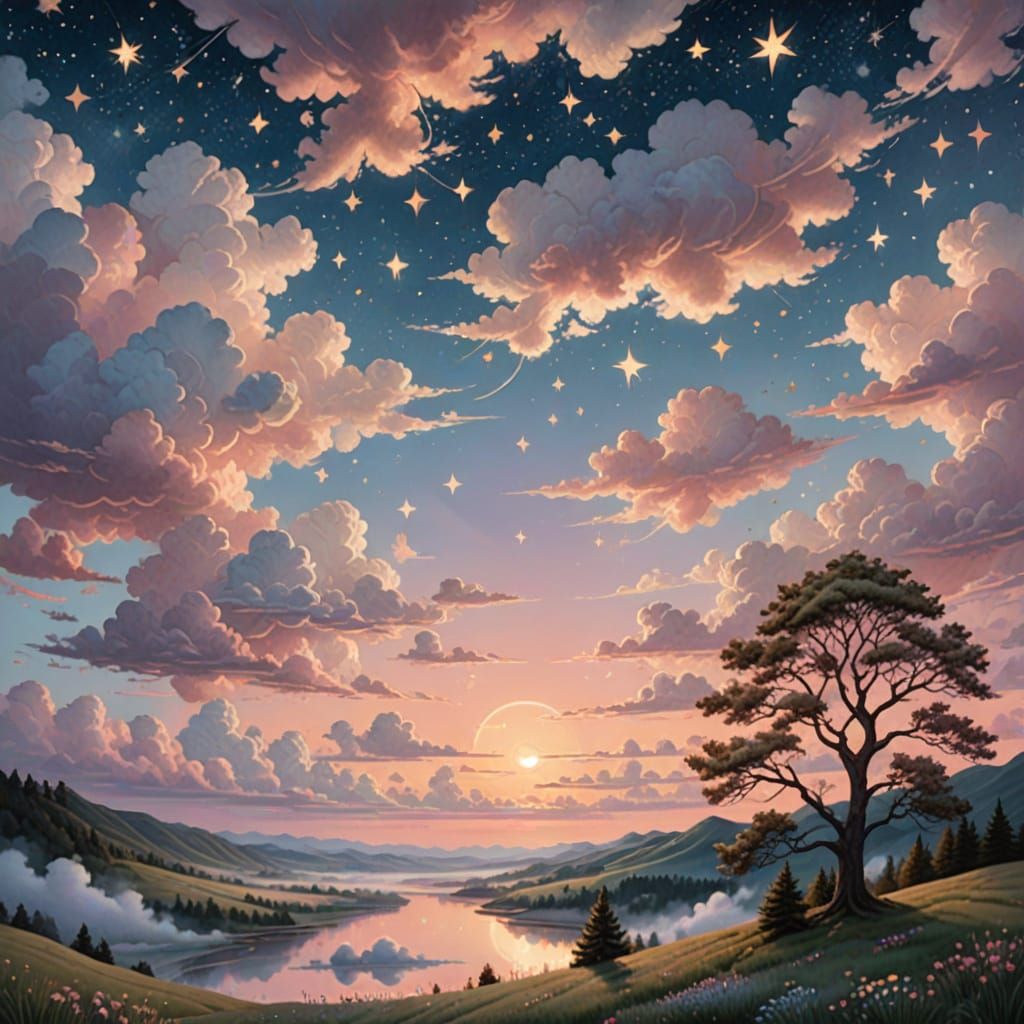 Whimsical Cloud Quilt Soars Across Soft Dawn Sky