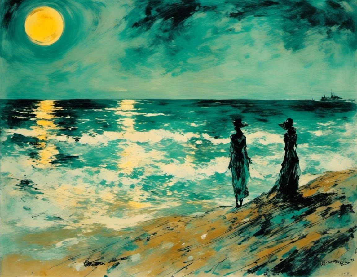 Psychedelic Moon Rising: Entangled Lithograph