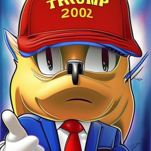 Donald Trump as Sonic Boss in 3D Comic Art
