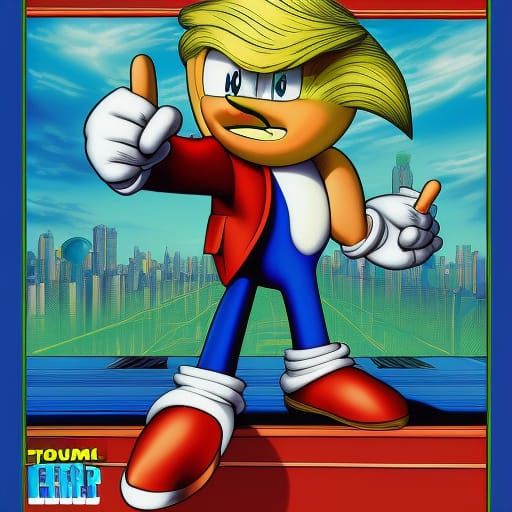 Donald Trump as Sonic the Hedgehog Boss in 3D