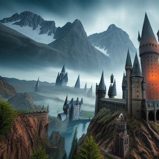 Detailed Matte Painting of Hogwarts in Fantasy Style