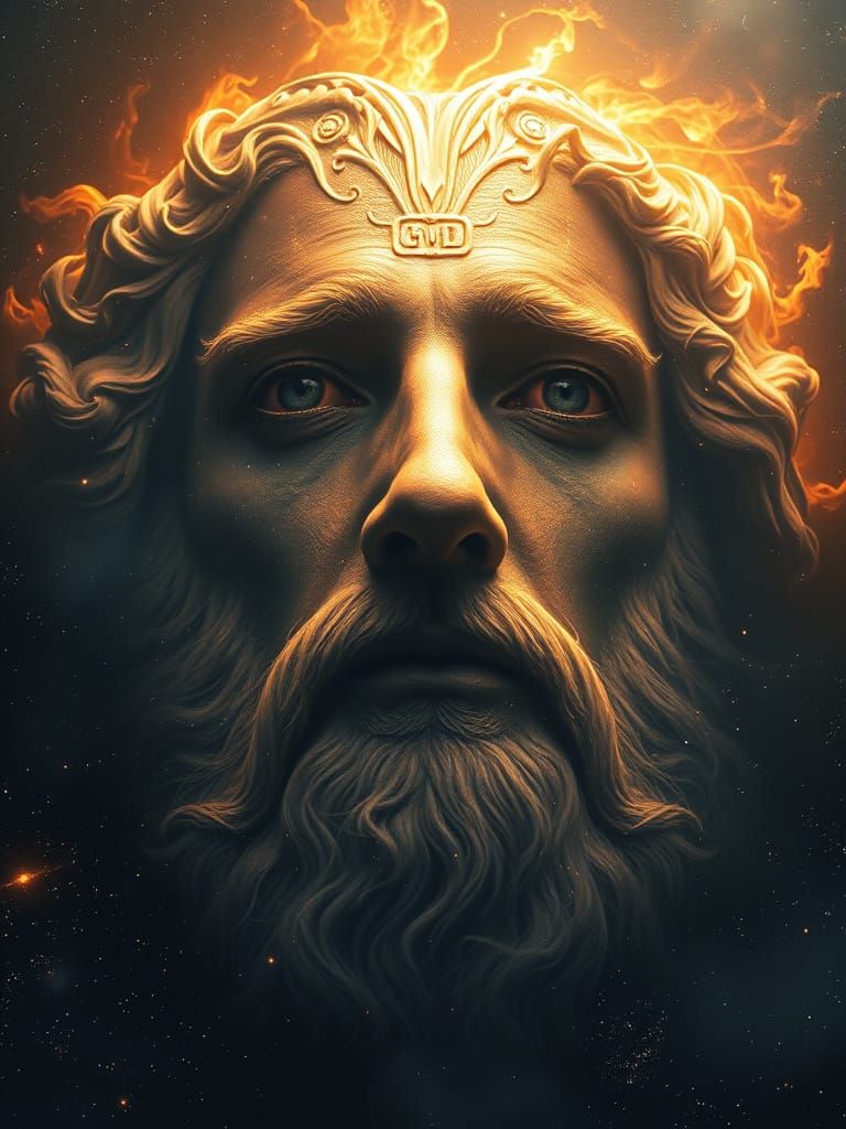 Cosmic Face of the Divine in Epic Digital Art