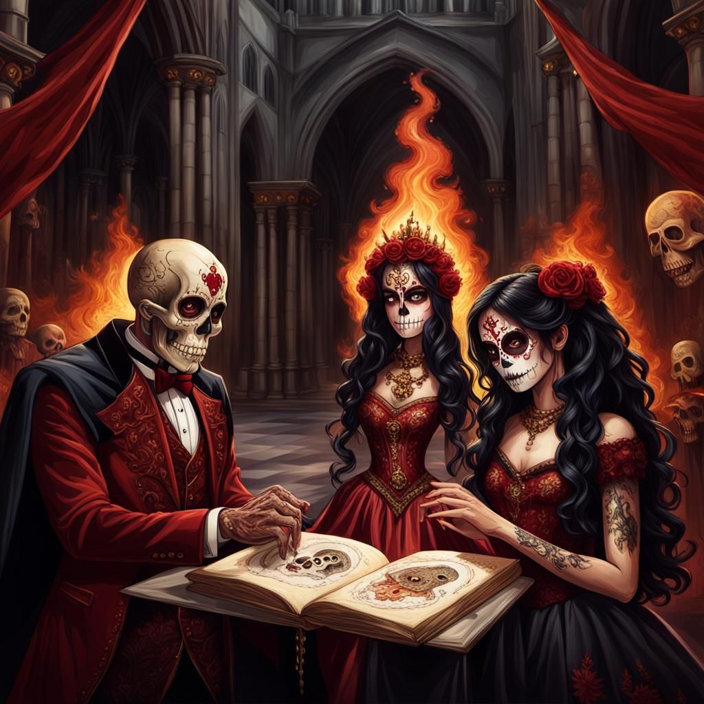 Sugar Skull Wedding in Gothic Cathedral