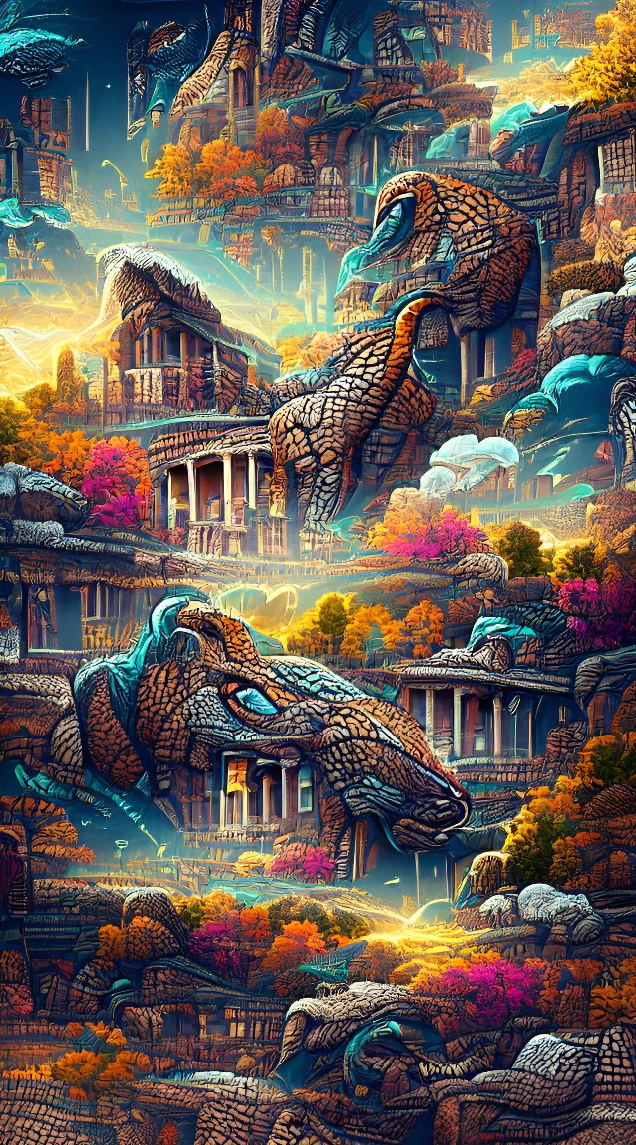 Triassic Landscape in Detailed Comic Art Style