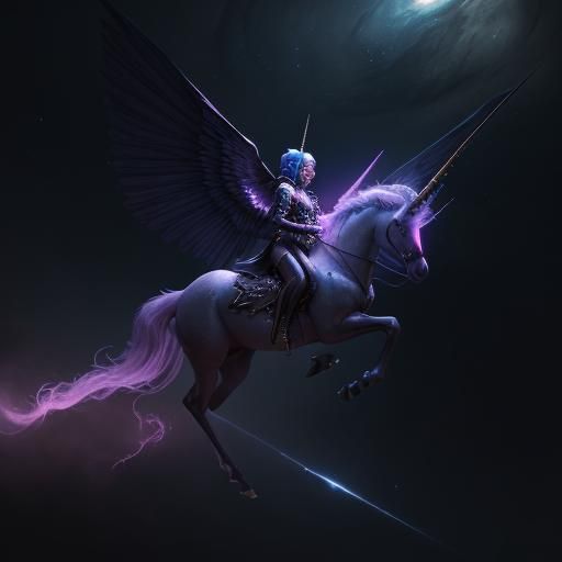 Winged Unicorn in Space: Fantasy Concept Art