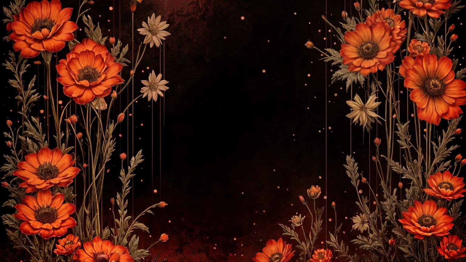 Moody Goth Garden Illustration in Golden Age Style