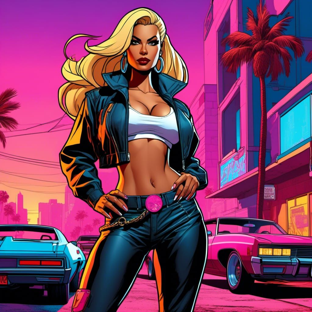 Cyberpunk Woman in Cityscape Album Art