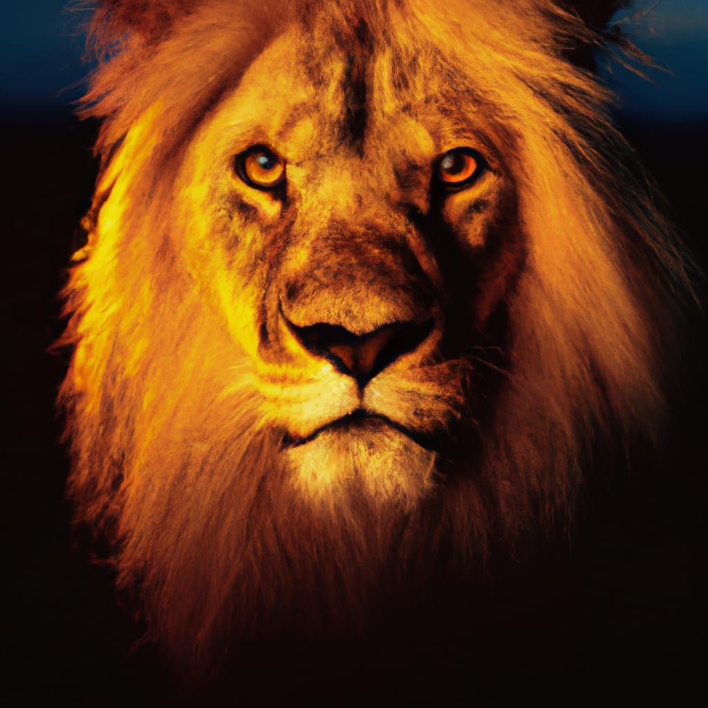 Glowing Lion Portrait in Studio Lighting