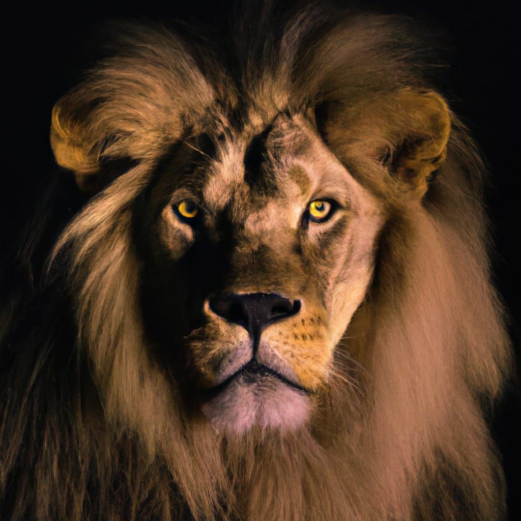 Lion with Glowing Mane in Bokeh Portrait
