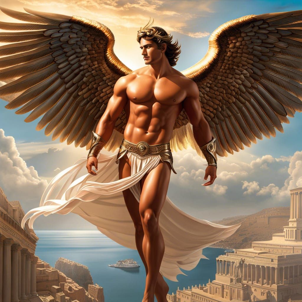 Icarus Plunging From Sky: Detailed Concept Art