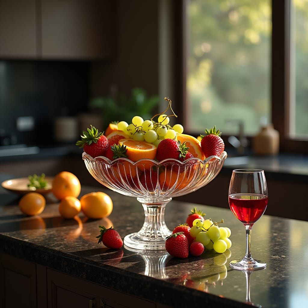 Vibrant Fruit Still Life in Modern Kitchen