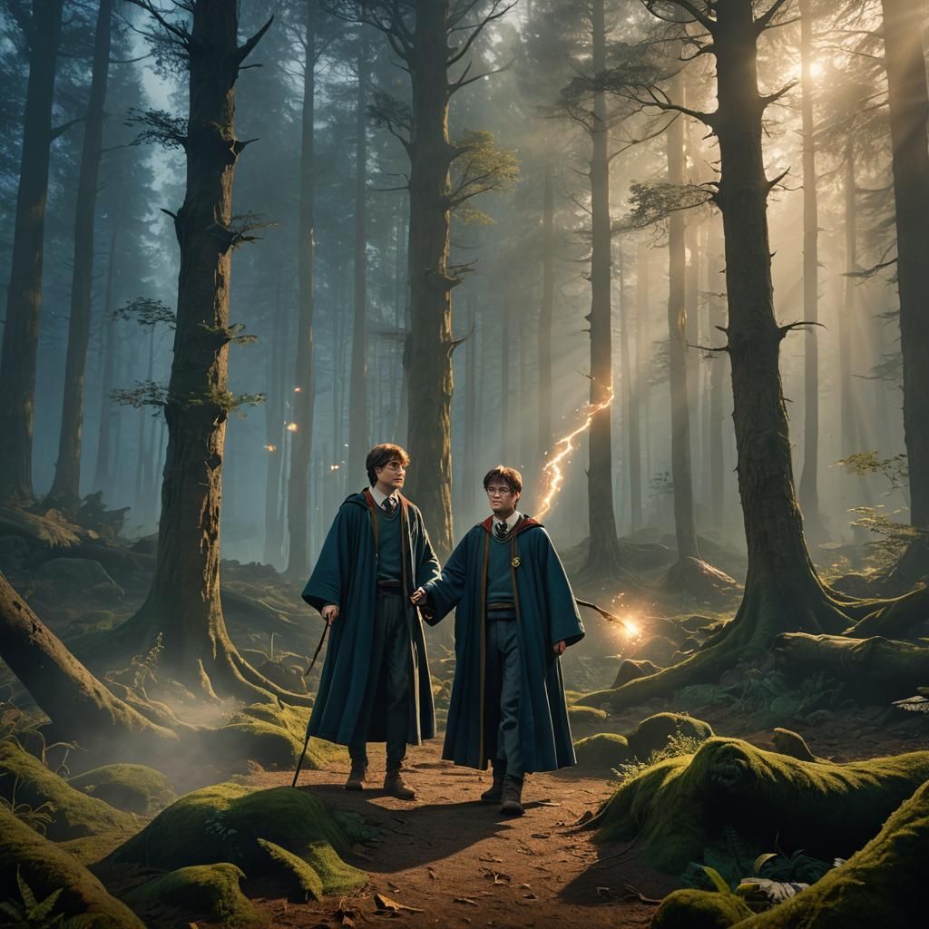 Harry Potter Rises from Misty Forest Floor