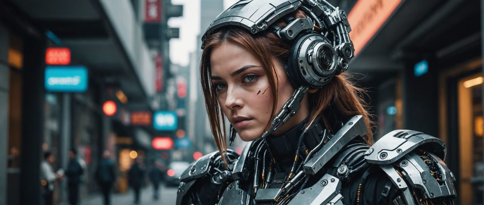 Cyberpunk Robotic Mech Suit on Woman
