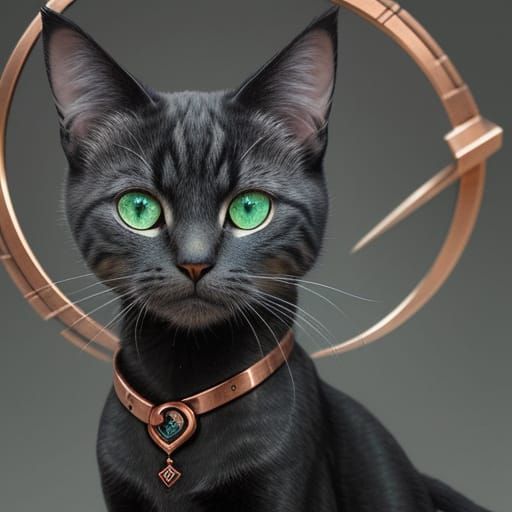 Escher-Inspired Cat in Hyperdetailed Charcoal Drawing