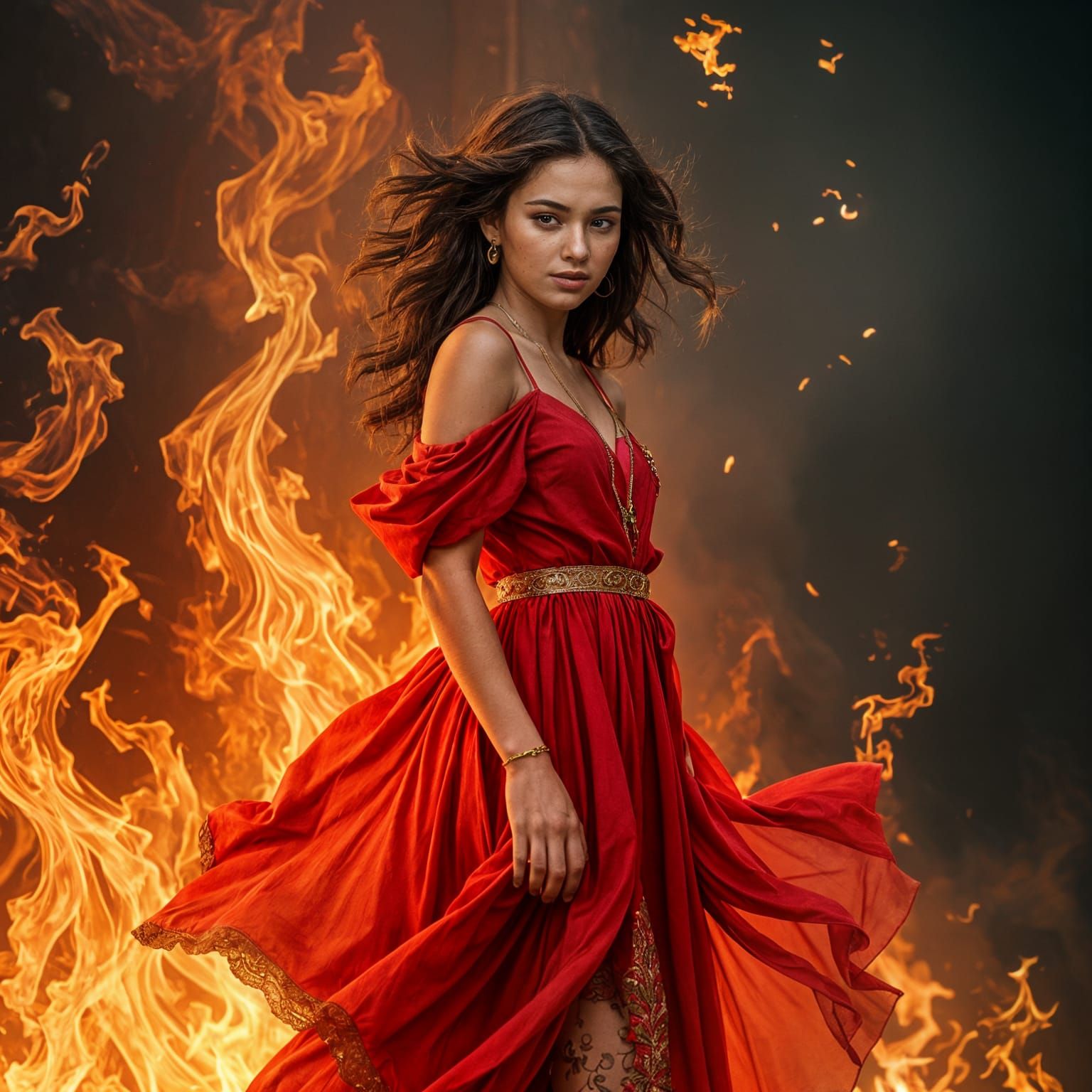 Fiery Goddess Amidst Inferno