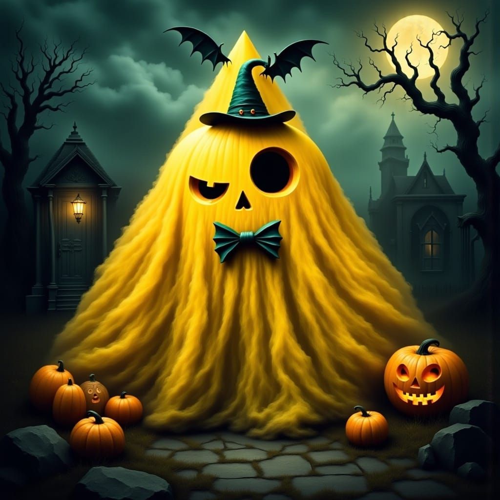 Halloween Ghost Pyramid Character with Top Hat