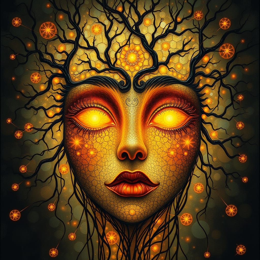 Beautiful Face with Spectral Tendrils