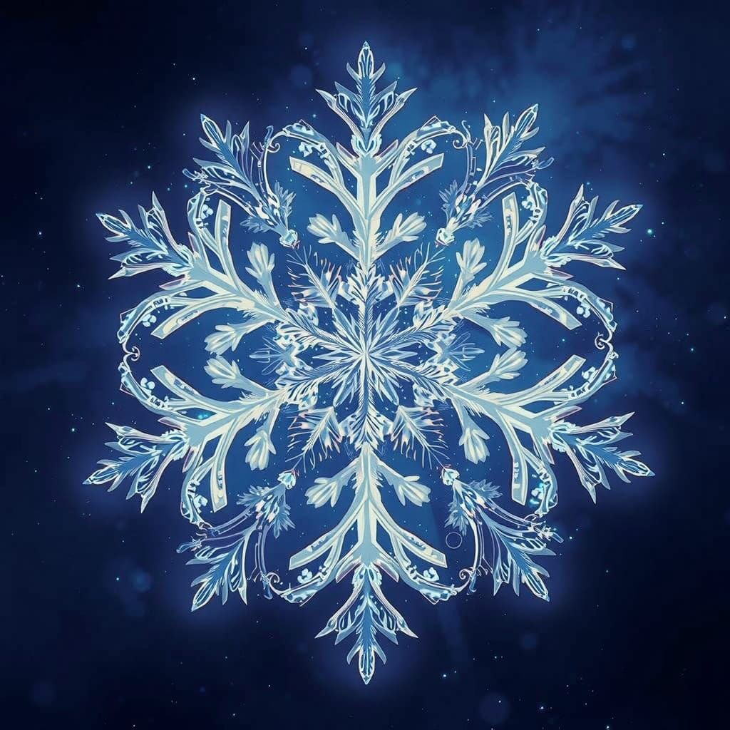 Vibrant Snowflake in Deep Blue Gradient