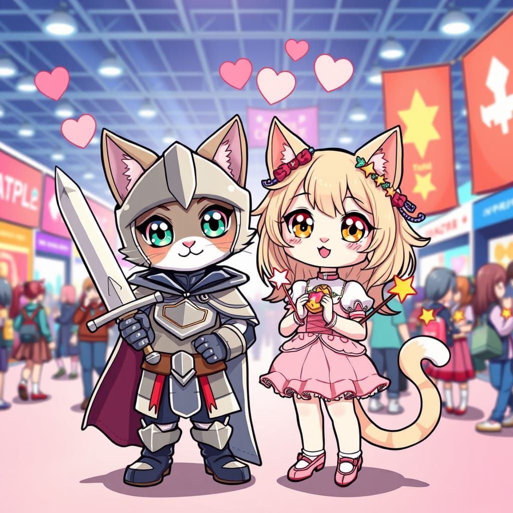 Chibi Cat Couple Cosplay at Vibrant Anime Convention