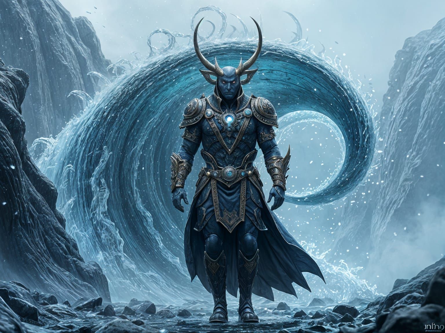 Brutal Ocean King in Spiral Wave, Dark Fantasy