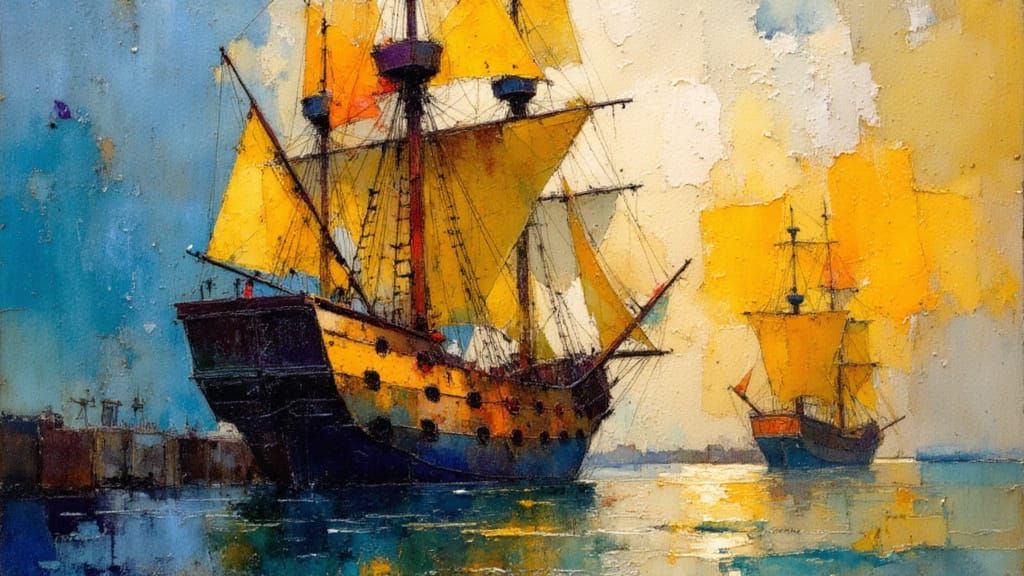 Pirate at the Docks: Abstract Impressionist Painting