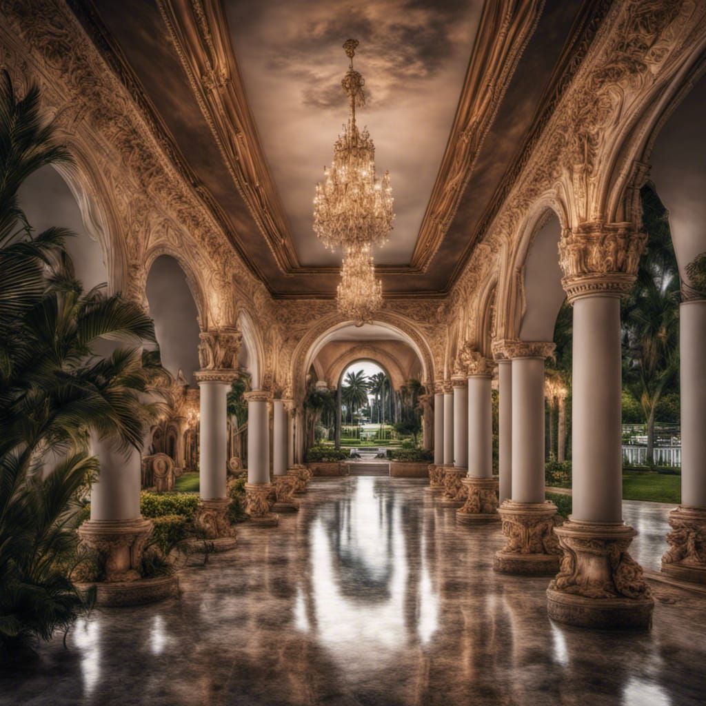 Hyperrealistic Vaporware Mar-a-Lago in Cinematic Style