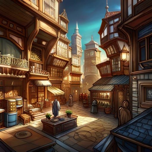 Intricately Detailed Deserted Town Concept Art