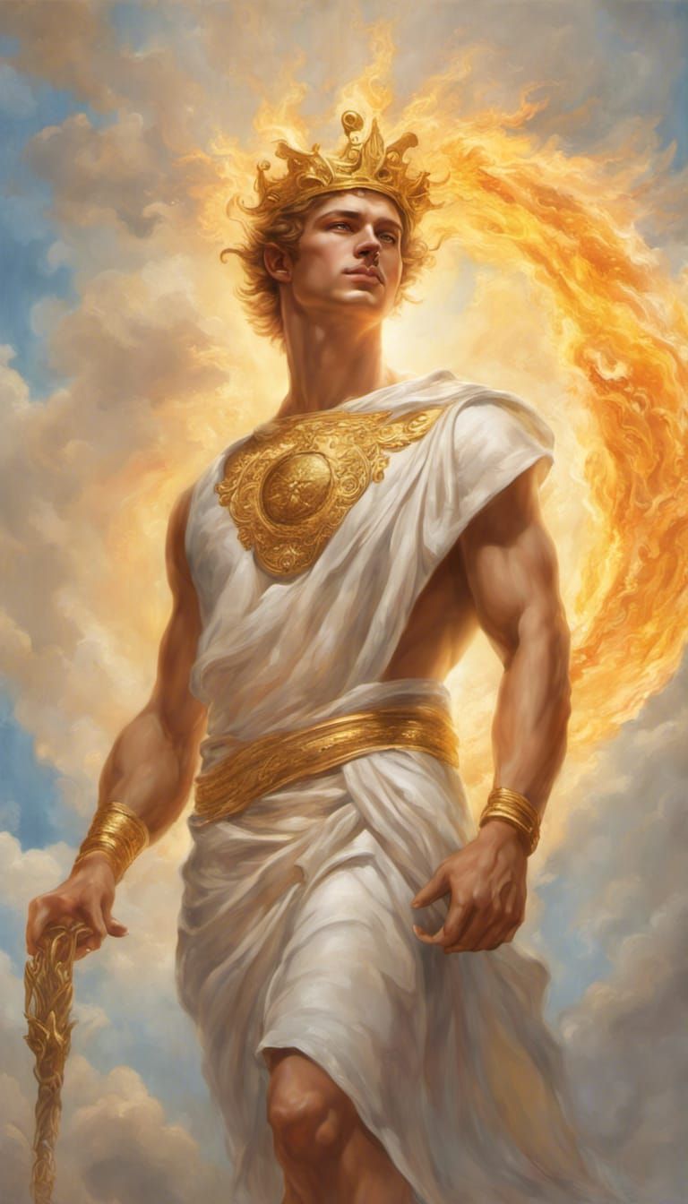 Apollo Sun God in Fiery, Glittering Light