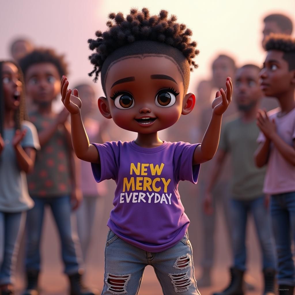 Chibi African American Woman in Matte Painting Style