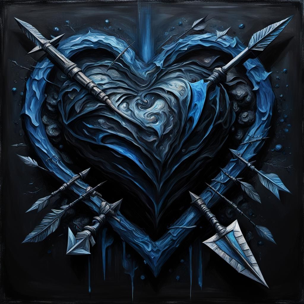 Grotesque Heart Pierced by Arrow: Impressionist Style