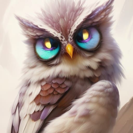 Adorable Knitted Yarn Owl Portrait in Detailed Fantasy Art