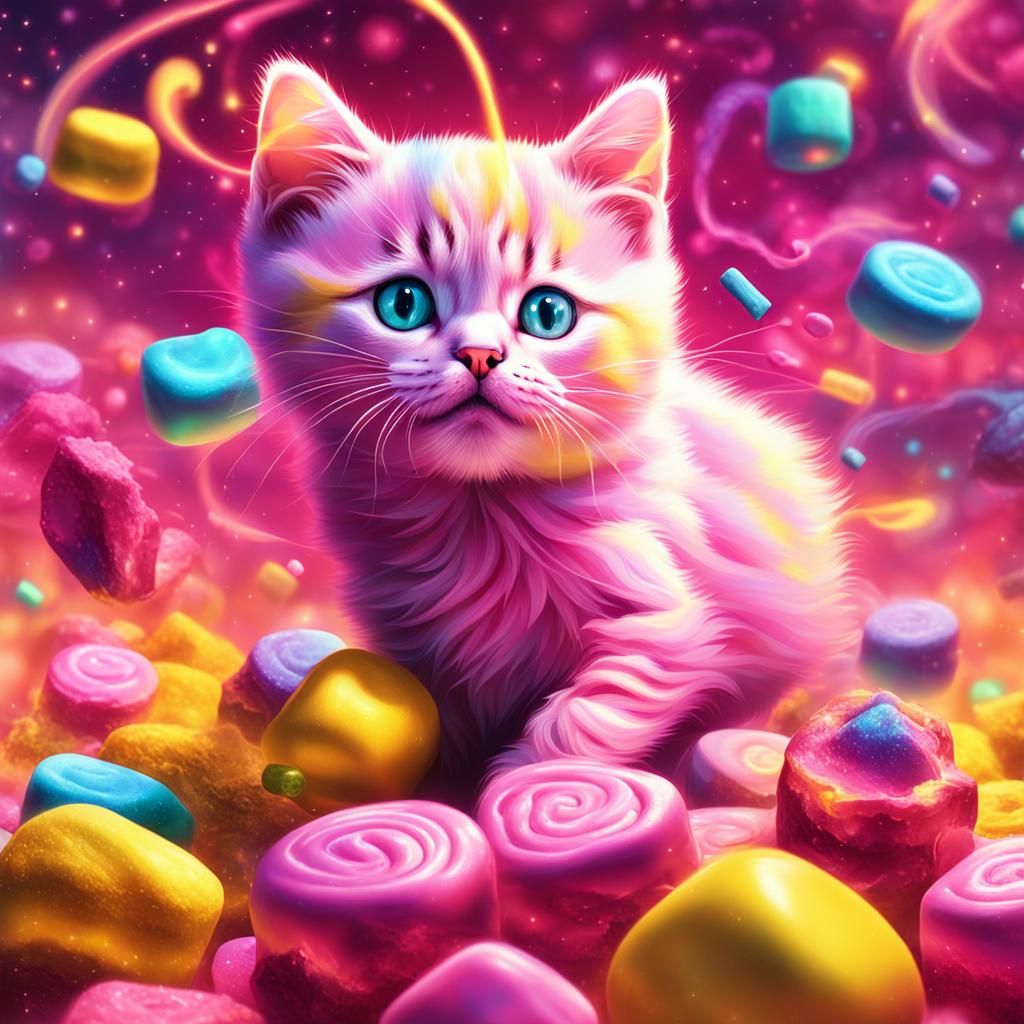 Marshmallow Kitten and Licorice Mouse: Cosmic Illustration