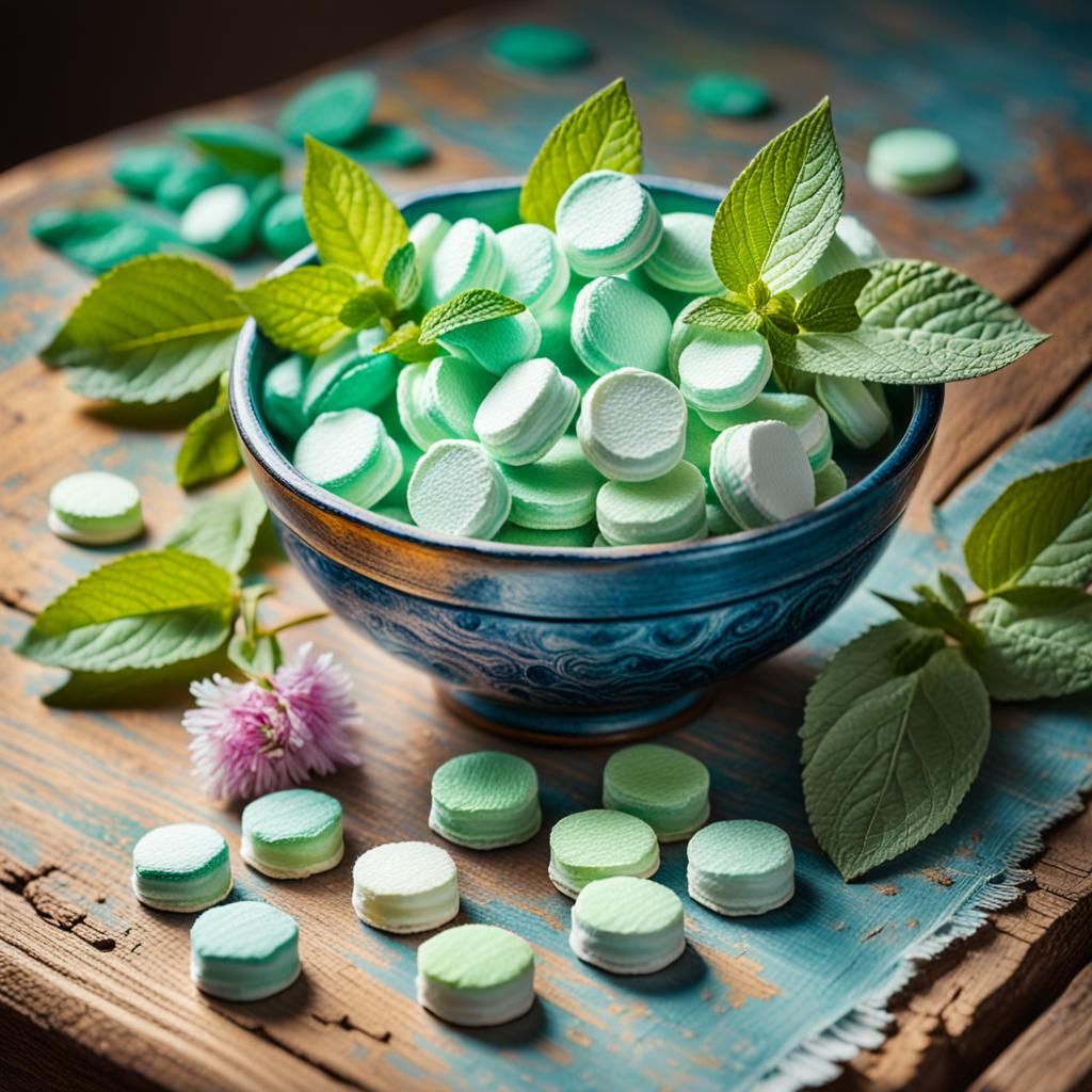 Impressionistic Seasonal Mints Still Life in Pastel Colors