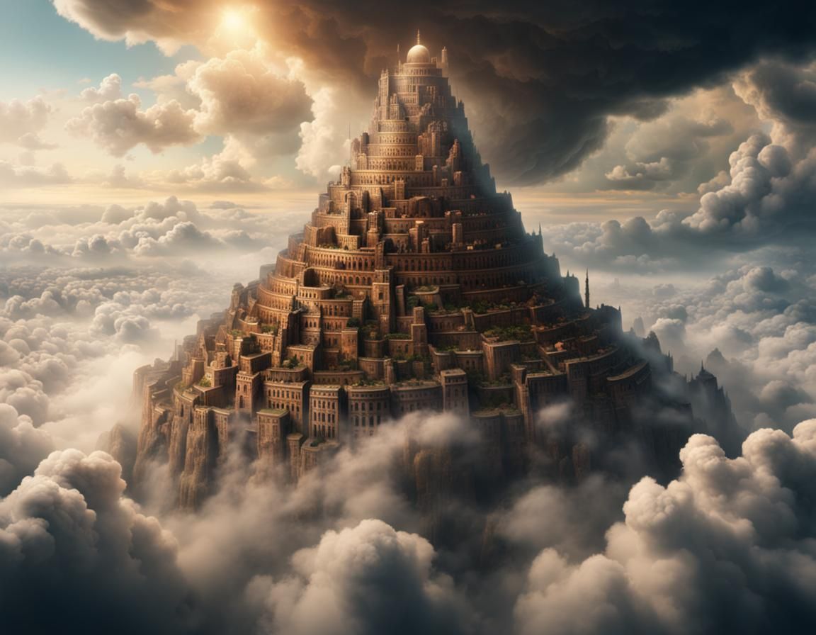Tower of Babel on Flying Island: Digital Matte Painting