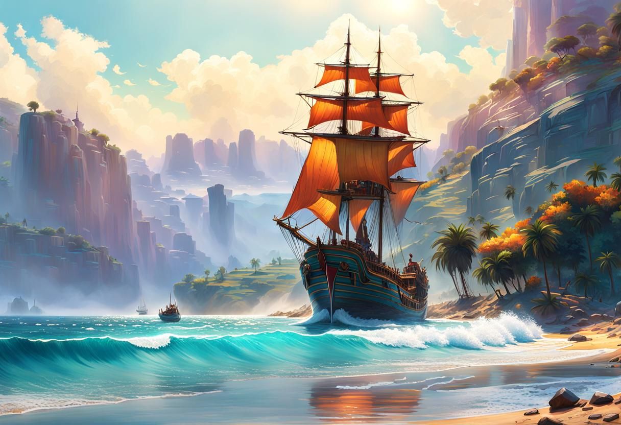 Vibrant Landscape Art with Dynamic Lighting