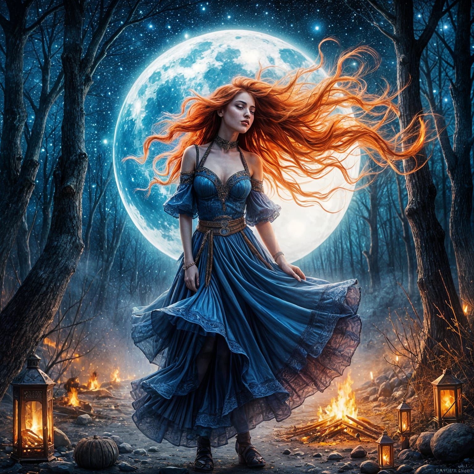 Gypsy Dancer Under the Moonlit Sky