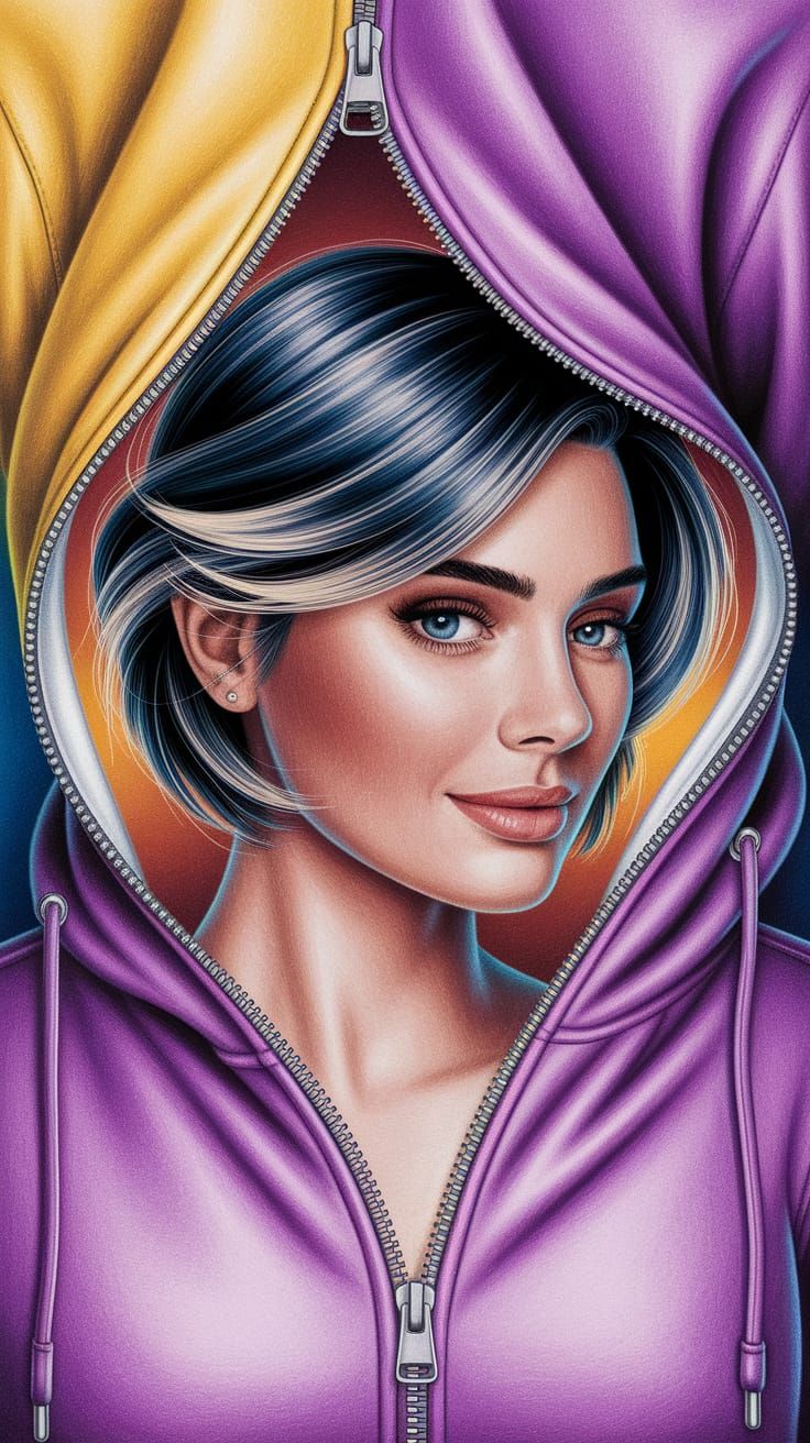 Vibrant Colored Pencil Portrait of a Hidden Beauty