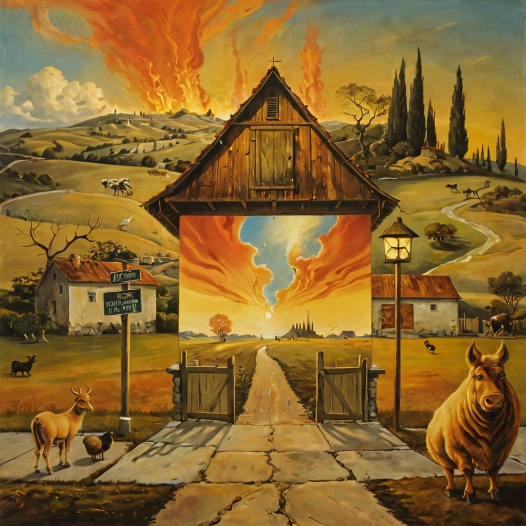 Majestic Bus Stop at Whimsical Animal Farm