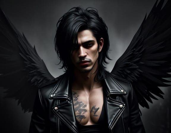 Moody Angel Boy in Abstract Expressionism Style