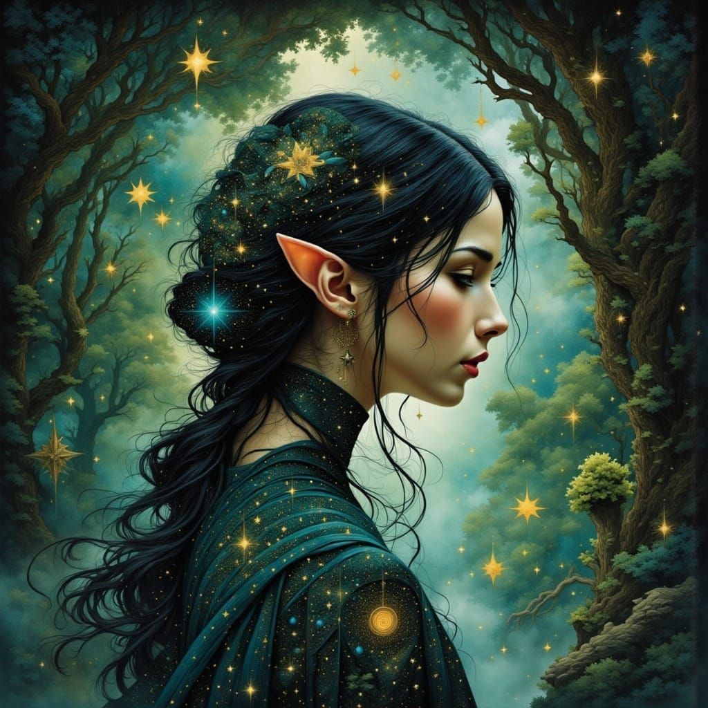 Ethereal Elf Maiden in Celestial Bloom