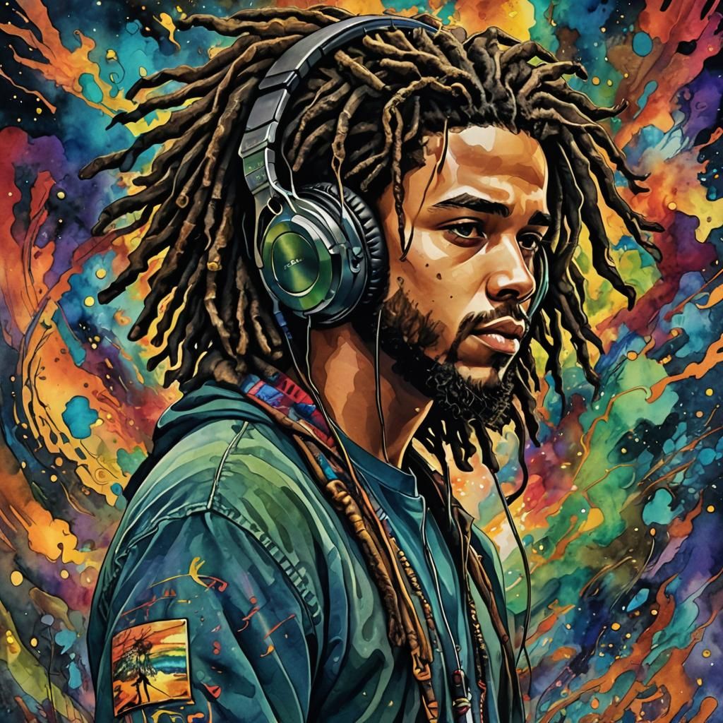J. Cole in Dreamy Fairytale Ambience, Digital Illustration