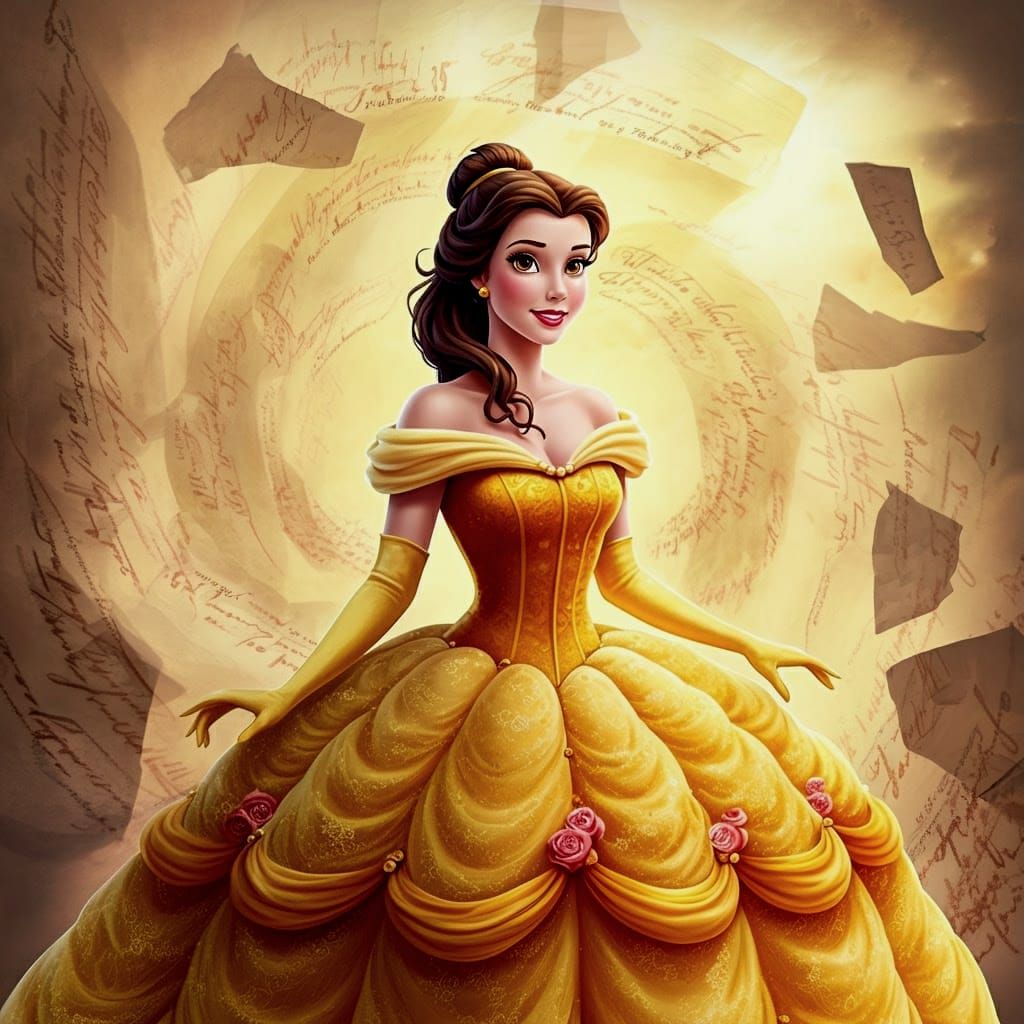 Disney Princess Belle in Whimsical Yellow Ball Gown
