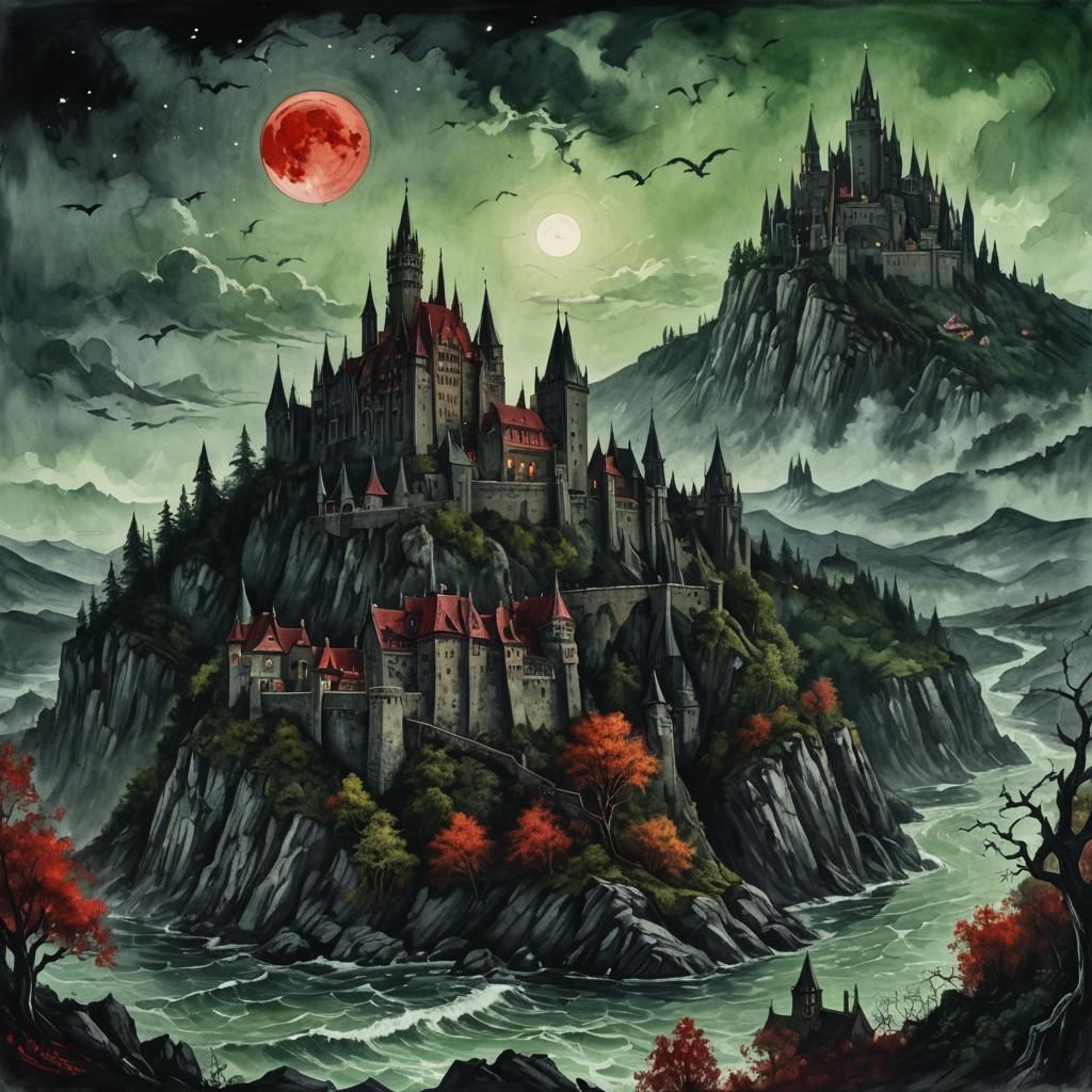 Dracula's Castle Under a Blood Moon