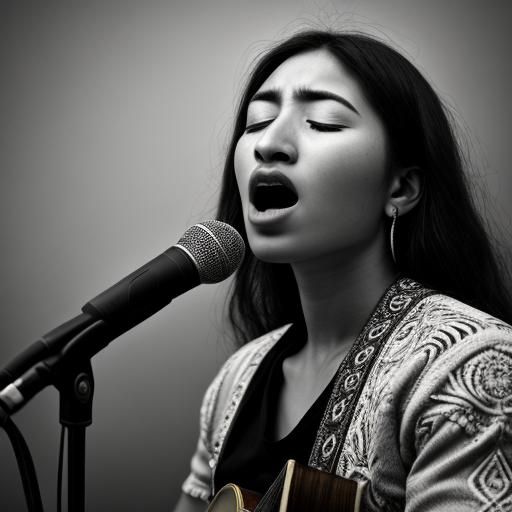 Singer in Moody, Hyperrealistic Close-Up